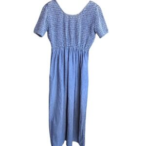 ATTACHÉ Blue Denim Pleated Dress Blue Tiered Sundress, Medium Size. Vintage